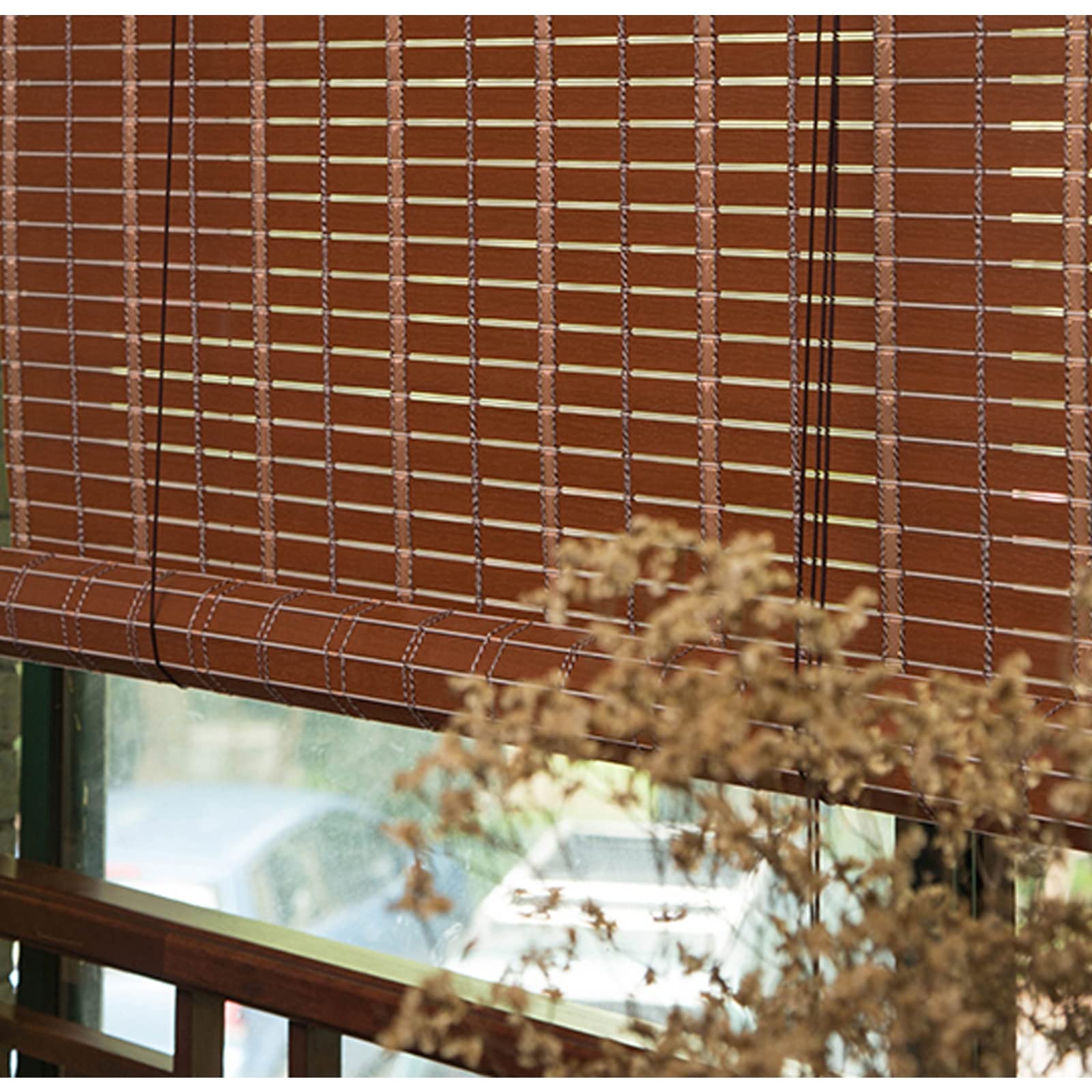 ZXCVBNAS Bamboo Roller Blind, Opaque, Natural Bamboo Roman Blind